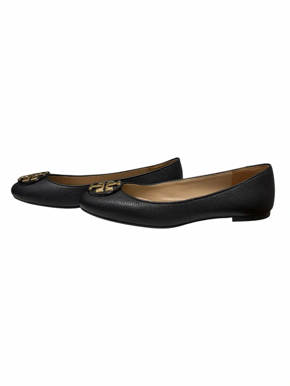 Tory Burch Pebbled Black Leather Flats